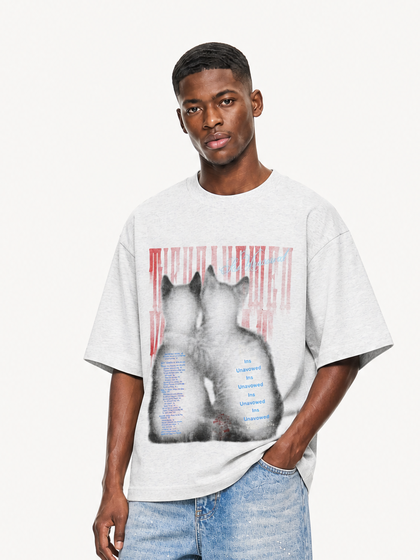 OYL-Lab Blurry Retro Cat Graphic Tee