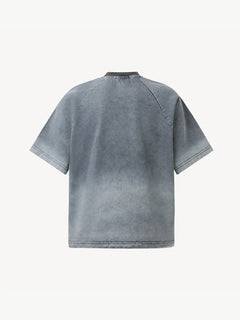 OYL-Lab Frayed Patch Embroidery Acid Wash Tee