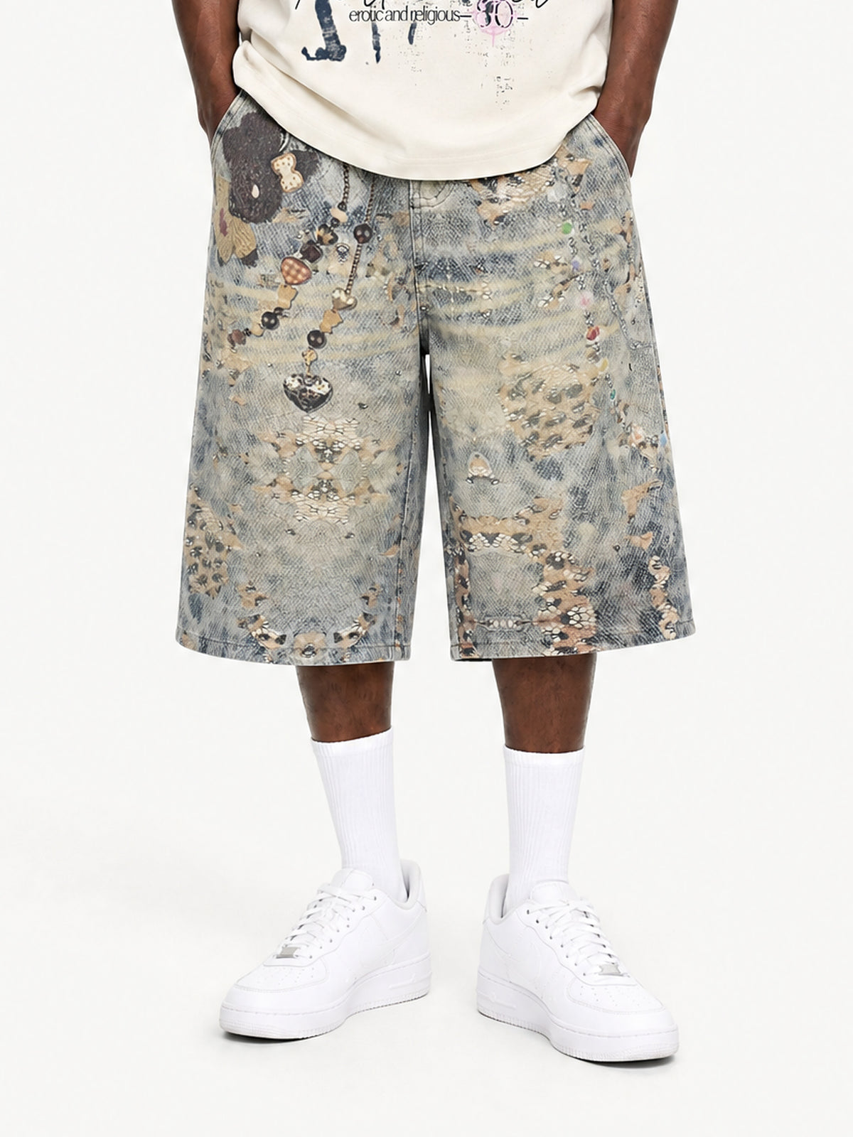 [Copy][Copy][Copy][Copy][Copy]OYL-Lab Star Patch Washed Denim Jorts
