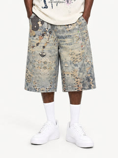 [Copy][Copy][Copy][Copy][Copy]OYL-Lab Star Patch Washed Denim Jorts
