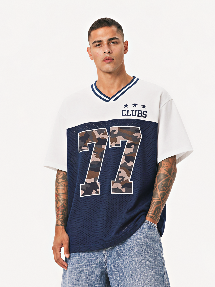 OYL-Lab  Color Block 77 Camo Number Jersey Tee