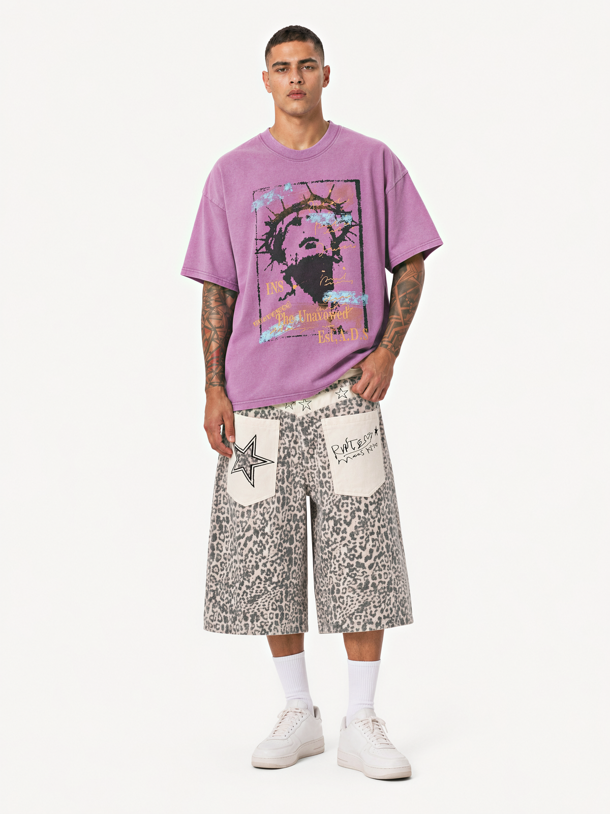 OYL-Lab Leopard Star Patch Jorts