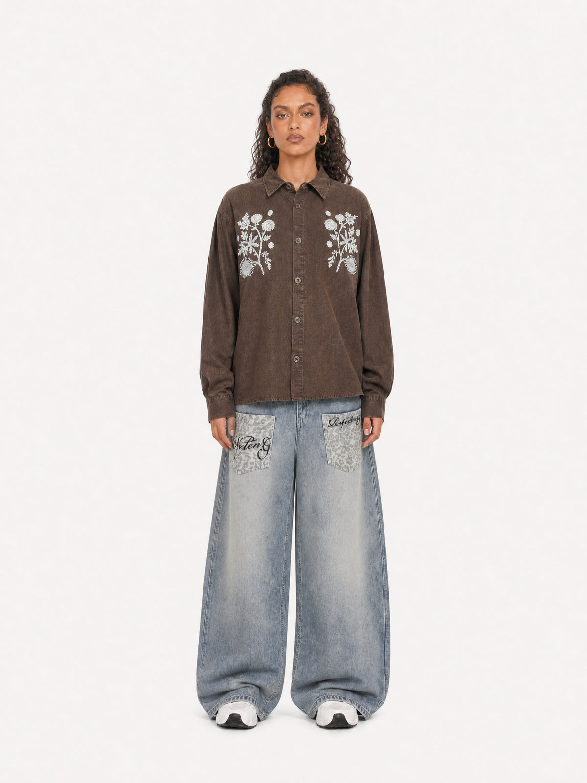 OYL-Lab Floral Embroidery Long Sleeved Shirt