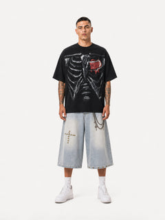 OYL-Lab Waffle Knit Skeleton Heart  Tee
