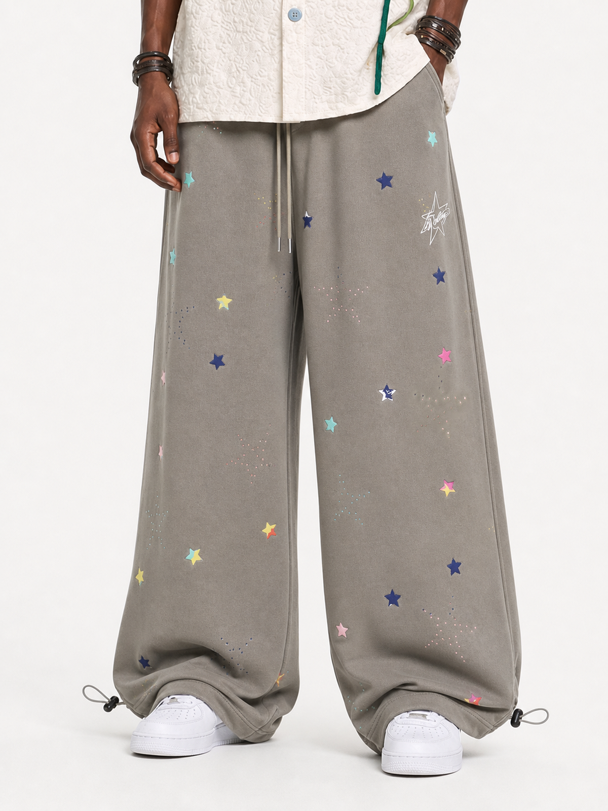 OYL-Lab Colorful Star Patch Embroidery Sweatpants