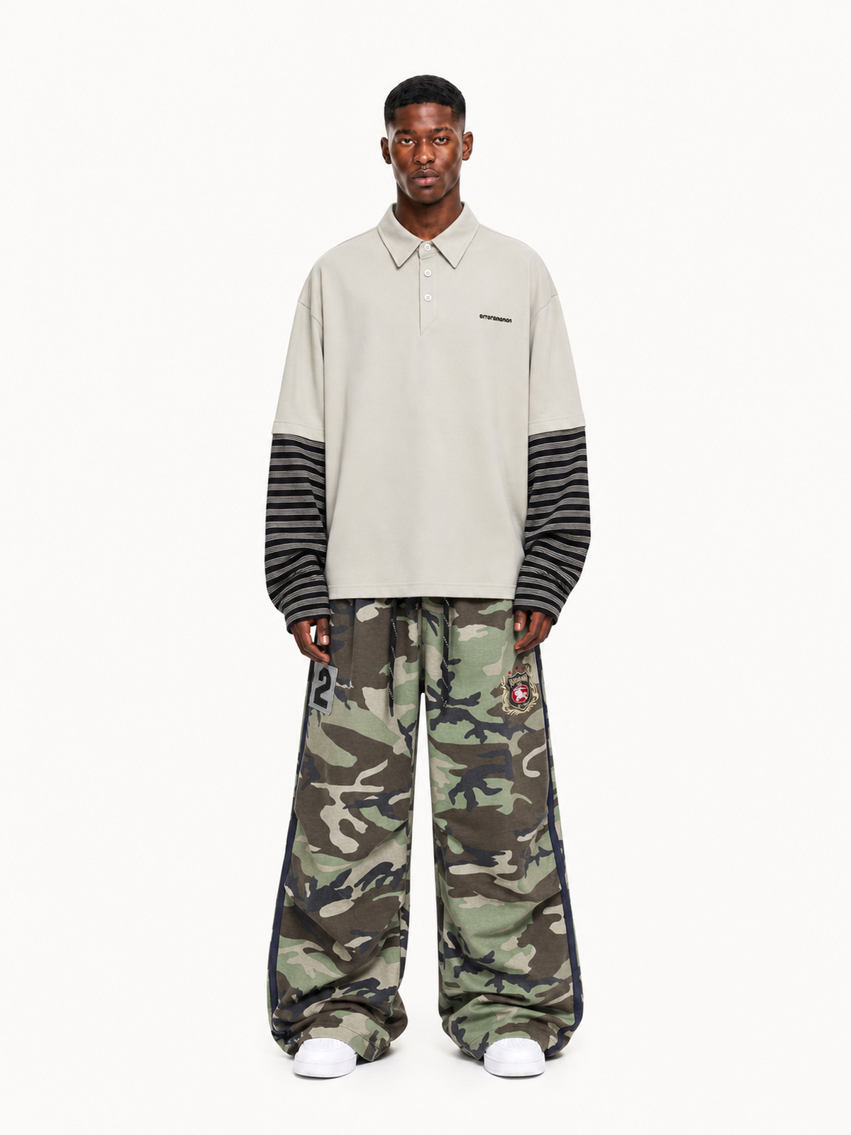 OYL-Lab Striped Layered Polo Long Sleeve Tee
