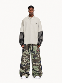 OYL-Lab Striped Layered Polo Long Sleeve Tee