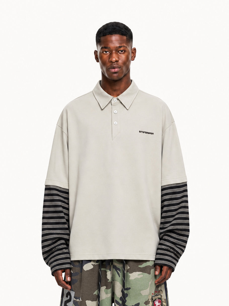 OYL-Lab Striped Layered Polo Long Sleeve Tee