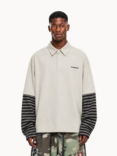 OYL-Lab Striped Layered Polo Long Sleeve Tee