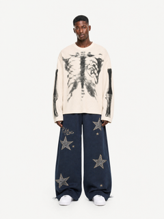 OYL-Lab Waffle Knit Skeleton Graphic Long Sleeve Tee