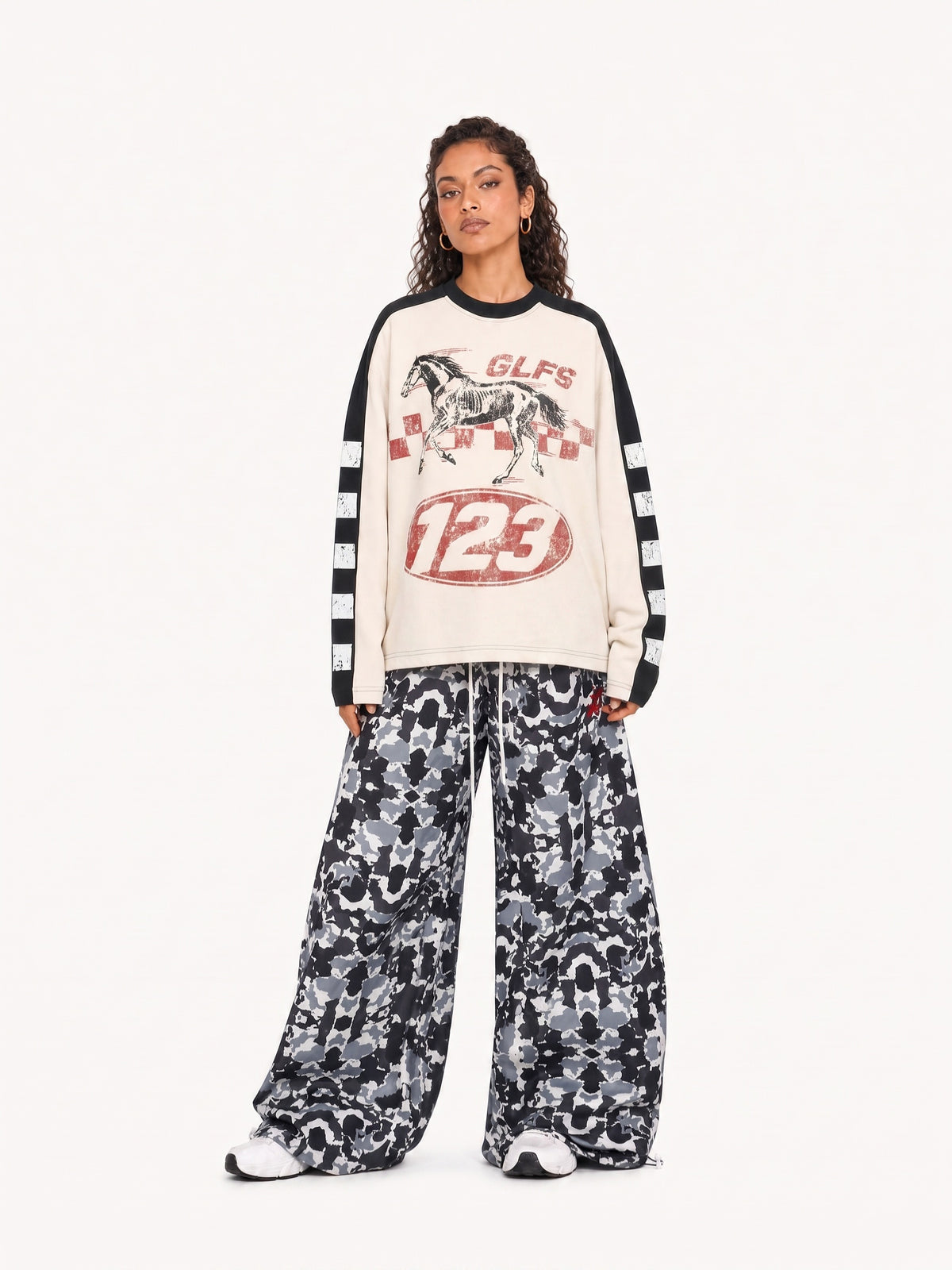 OYL-Lab Waffle Horse Racing Long Sleeve Tee
