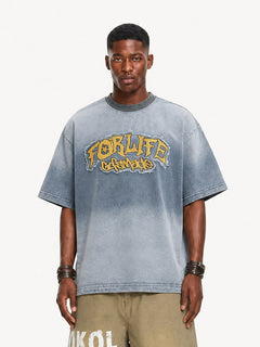 OYL-Lab Gradient Washed  Patch Embroidery Tee