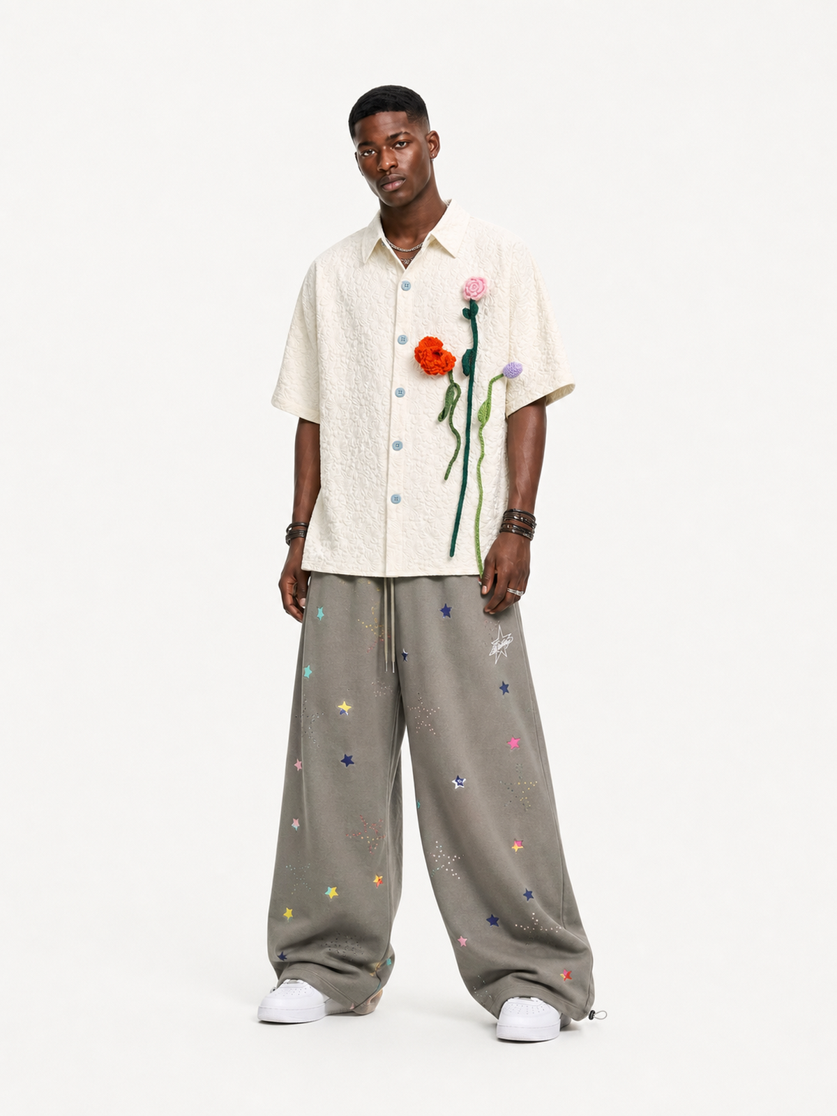 [Copy][Copy]OYL-Lab Distressed Cross Print Baggy Pants
