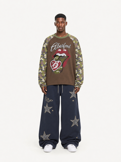 OYL-Lab Camouflage  Vintage Lips Graphic  Long Sleeve Tee