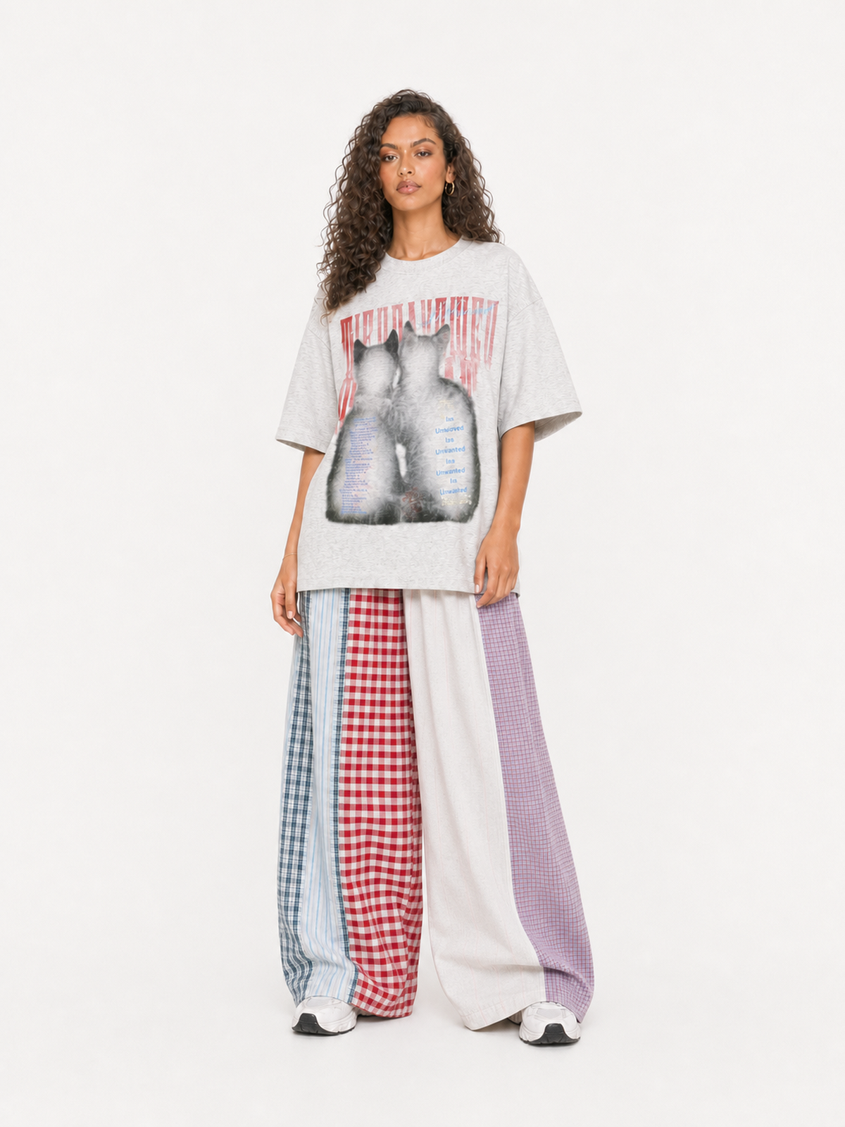 [Copy][Copy][Copy][Copy]OYL-Lab Distressed Cross Print Baggy Pants