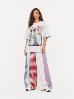 [Copy][Copy][Copy][Copy]OYL-Lab Distressed Cross Print Baggy Pants