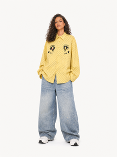 OYL-Lab Polka Dot Anime Embroidery Long Sleeve Shirt
