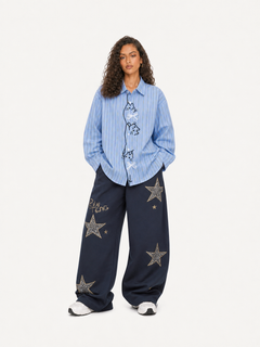 [Copy]OYL-Lab Distressed Cross Print Baggy Pants