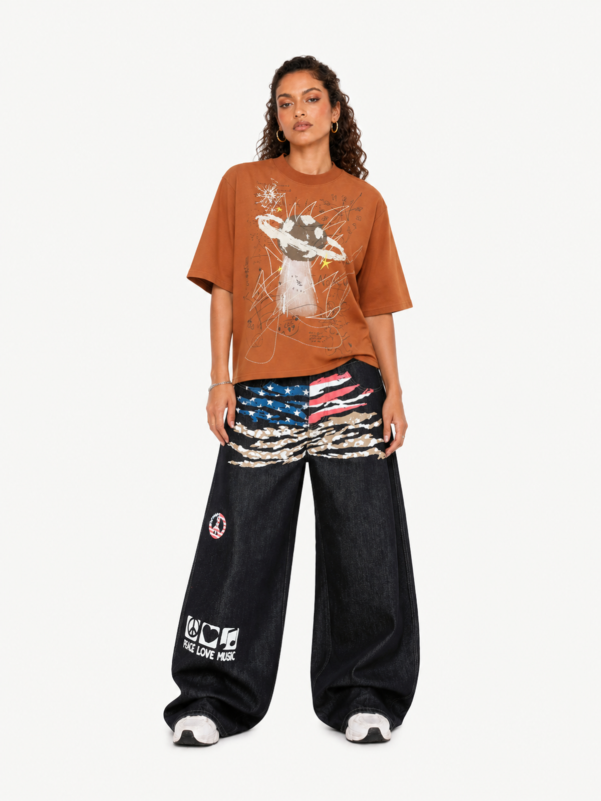 OYL-Lab Camo USA Flag Baggy Jeans
