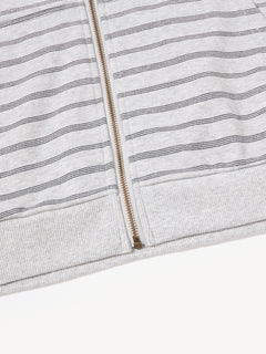 OYL‑Lab Striped Full‑Zip Cropped Hoodie