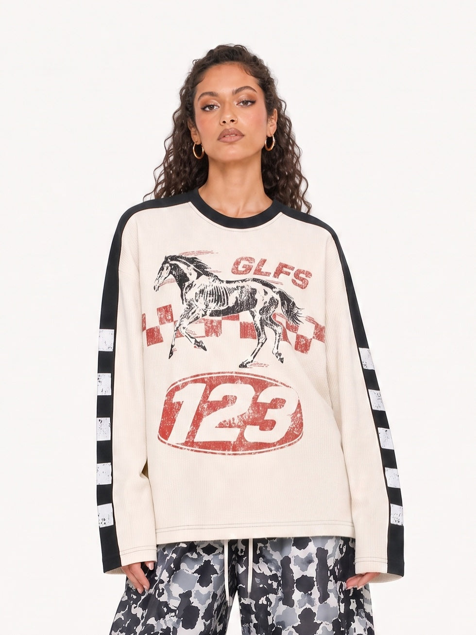 OYL-Lab Waffle Horse Racing Long Sleeve Tee