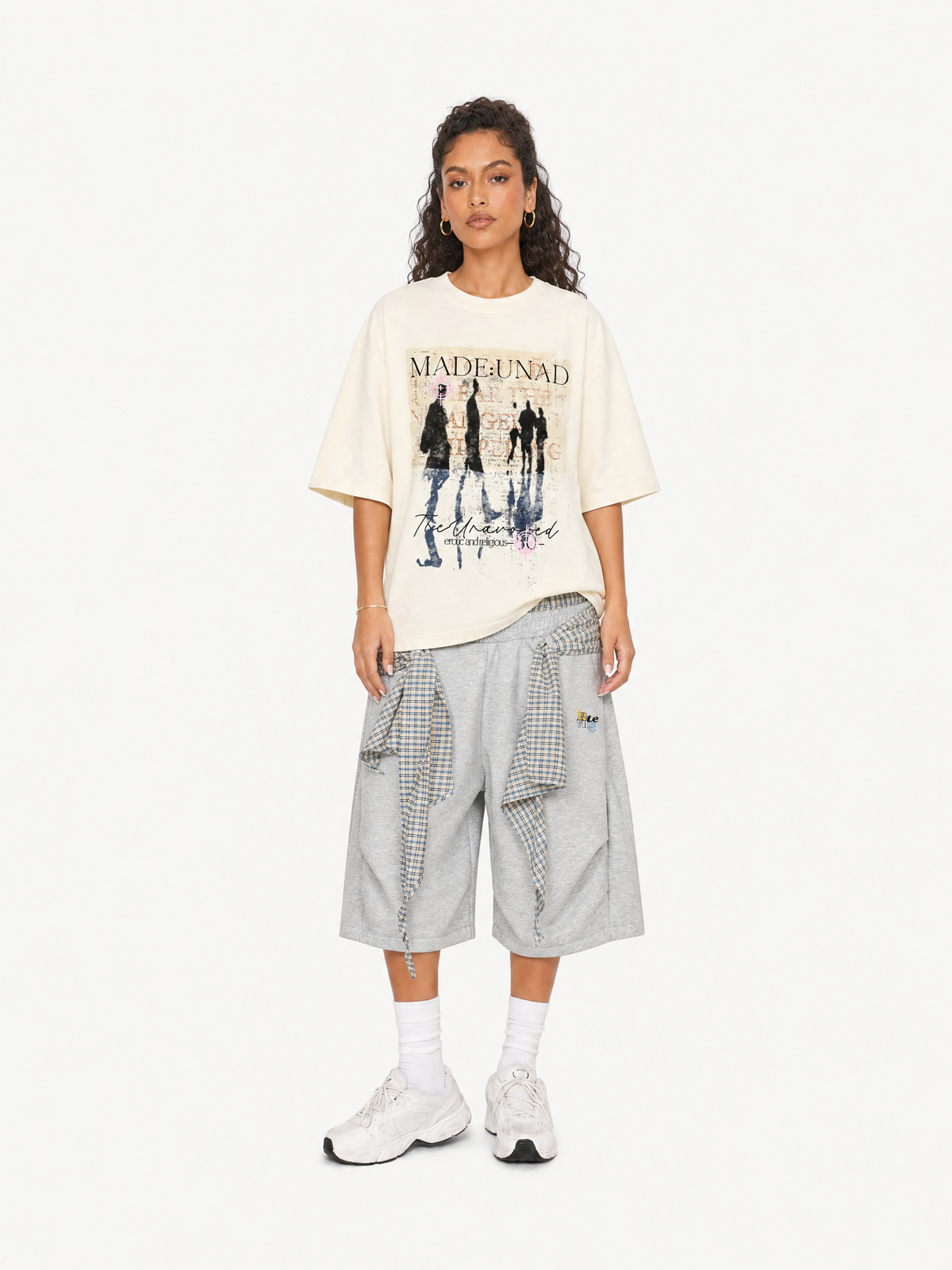 OYL-Lab Layered Plaid Wrap Sweat Shorts