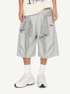 OYL-Lab Layered Plaid Wrap Sweat Shorts
