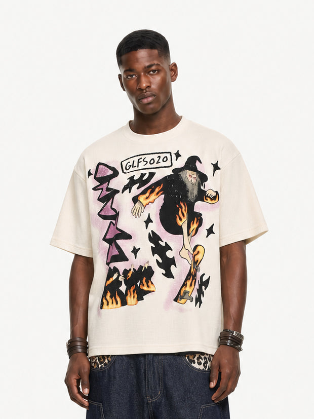 [Copy][Copy][Copy][Copy][Copy][Copy][Copy][Copy]OYL-Lab Waffle Rib Distressed Letter Print Tee