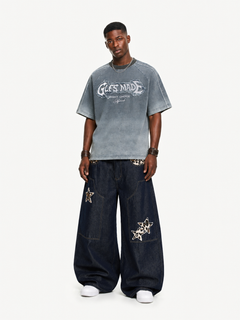 OYL-Lab Frayed Patch Embroidery Acid Wash Tee