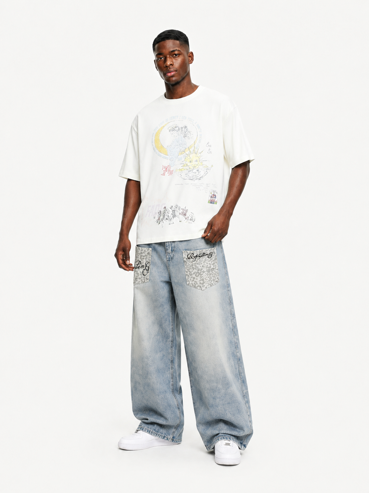 OYL-Lab Vintage Angel Faded Print Graphic Tee