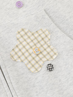 OYL-Lab Star Patch Button Detail Zip Up Hoodie