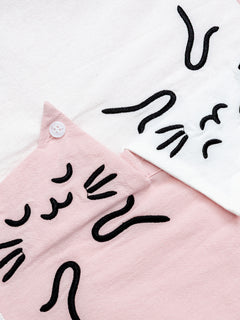 OYL-Lab Color Block Cat Embroidery  Short Sleeve Shirt