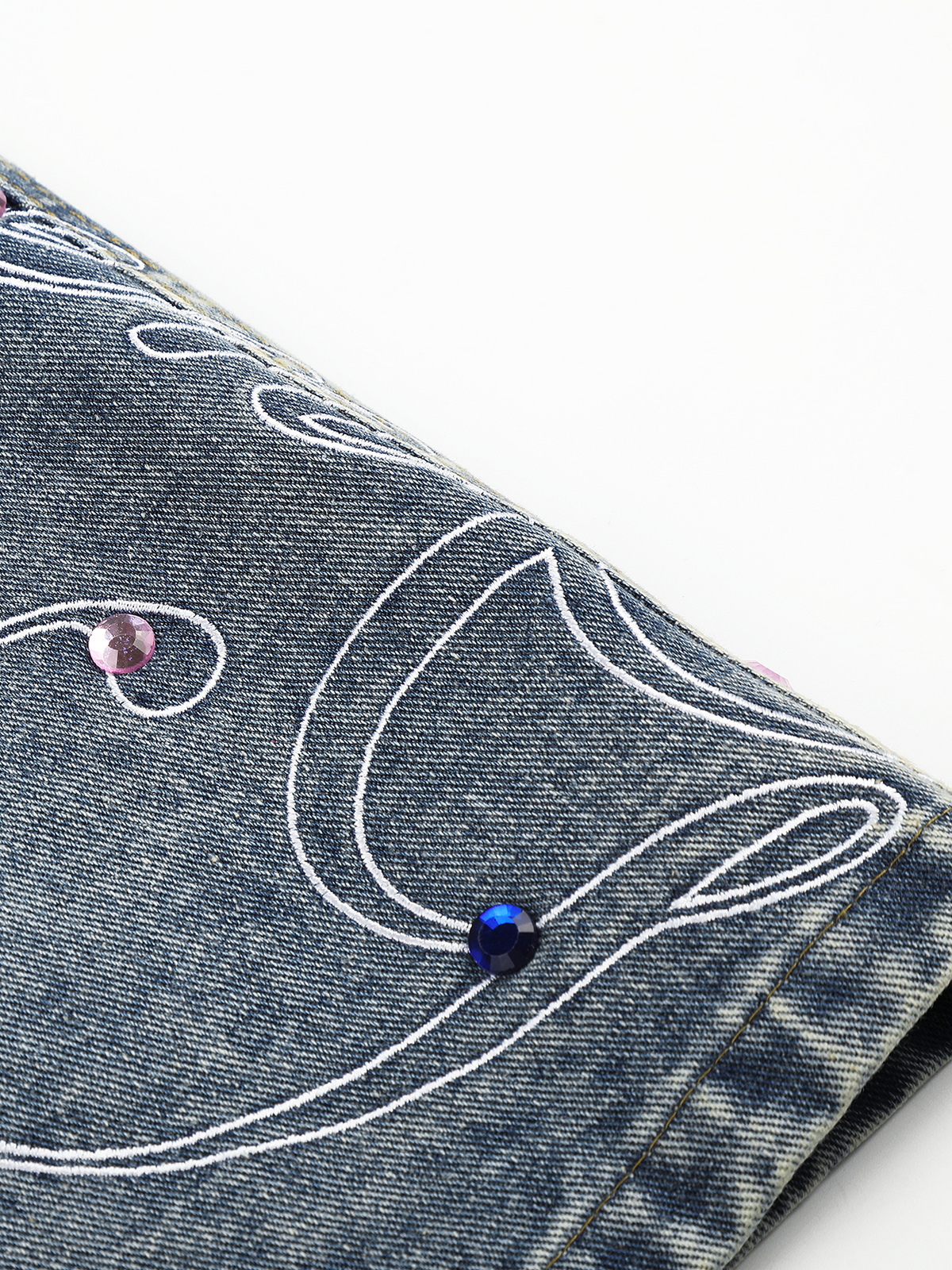 OYL-Lab Rhinestone Embroidered Jort Shorts