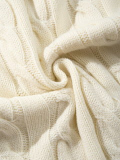 OYL-Lab Quarter Zip Cable Knit Mock‑Neck Sweater