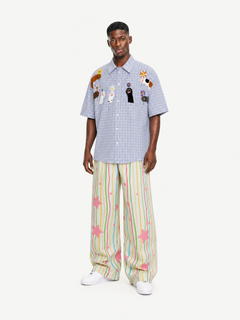 OYL-Lab Stripe Star Print Baggy Pants