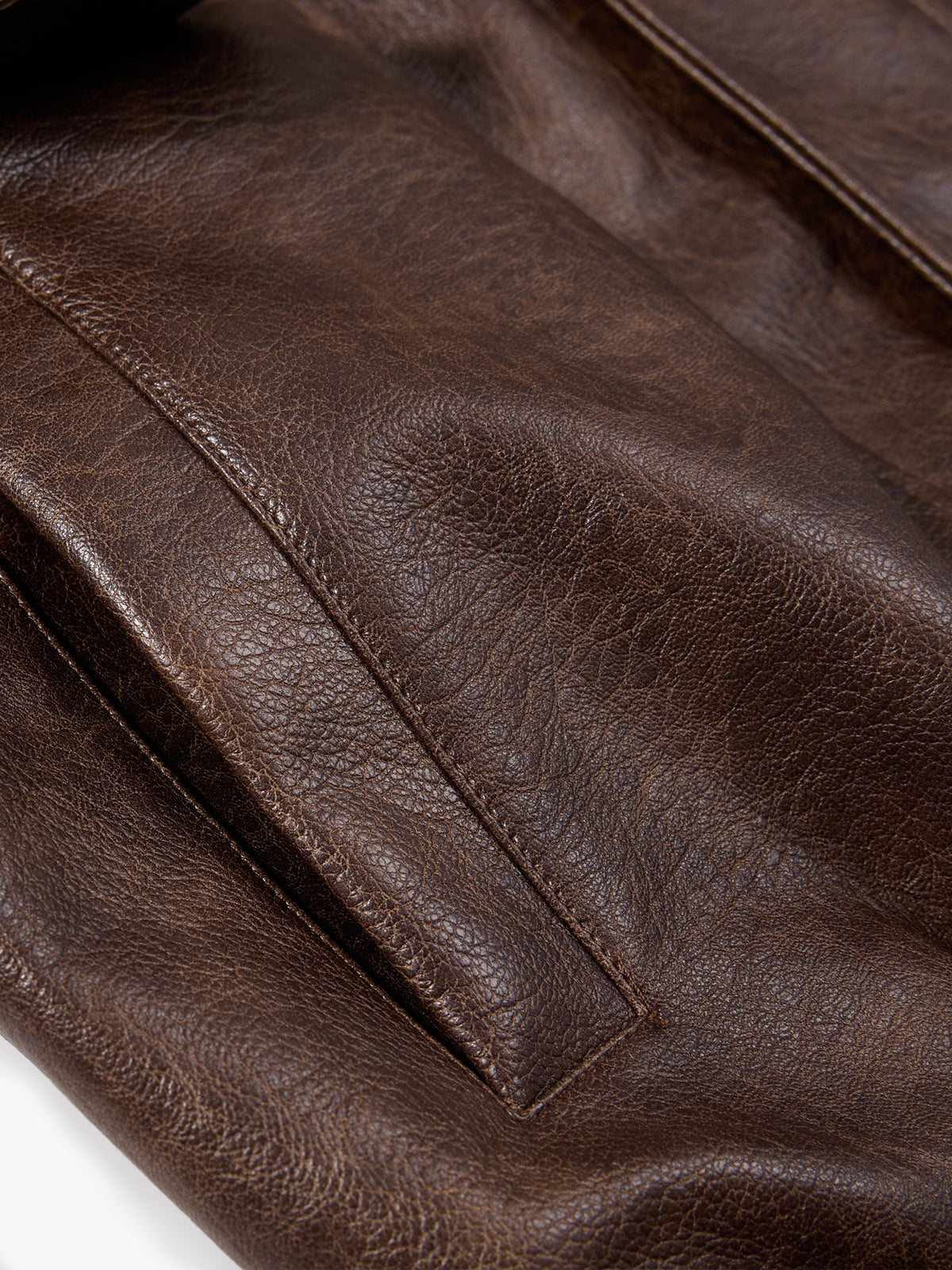 OYL-Lab Vintage Distressed Faux Leather Bomber Jacket
