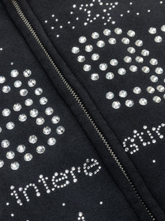 OYL-Lab Vintage Washed Rhinestone Graphic Bomber Jacket