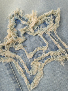 OYL-Lab Frayed Star Patch Wash Baggy Jeans