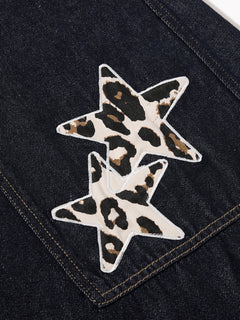 OYL-Lab Leopard Star Patch Baggy Jeans