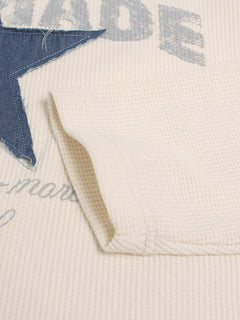 OYL-Lab Star Applique Waffle Long Sleeve Tee