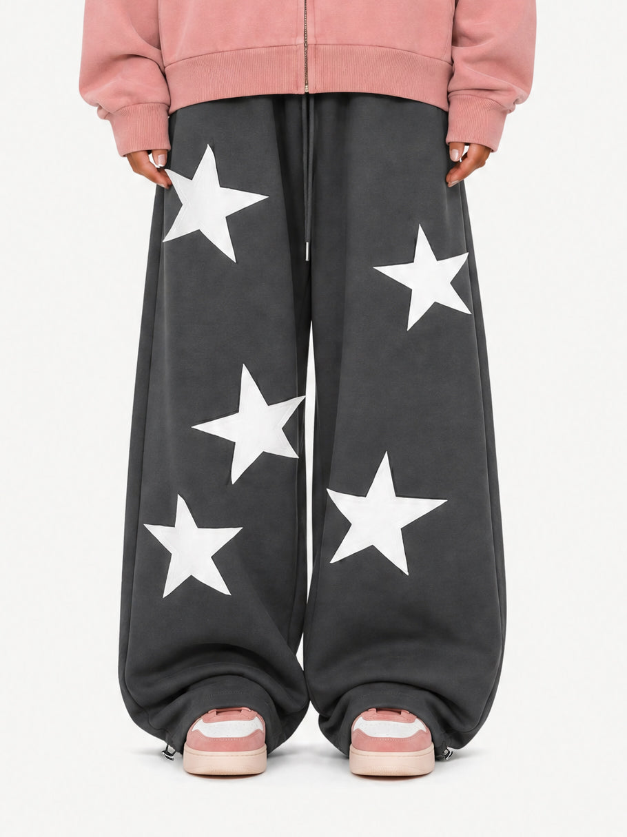 OYL-Lab Star Patch Applique Barrel Baggy Sweatpants