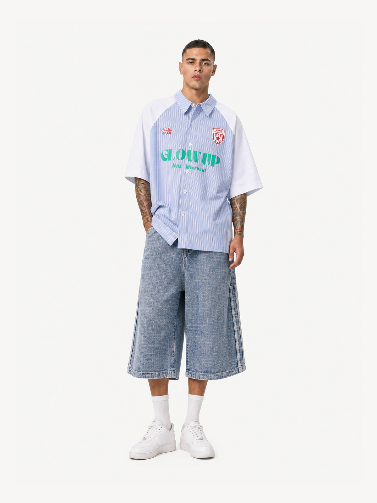 OYL-Lab  90s Varsity 94 Print Patchwork Shirt