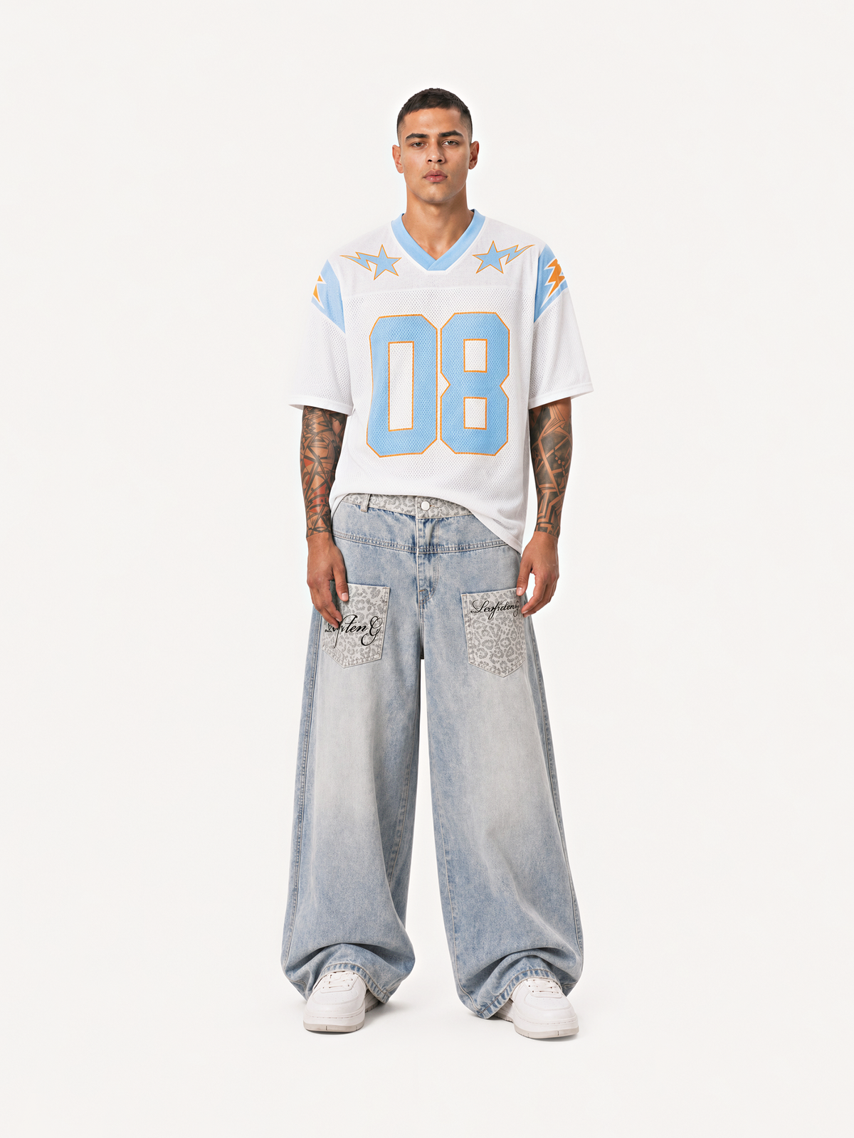 OYL-Lab Leopard Patch Pocket Baggy Balloon Jeans